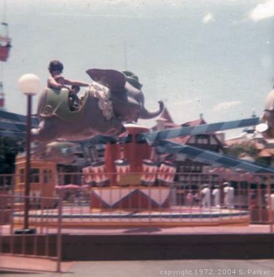 Riding Dumbo the Flying Elephant ride